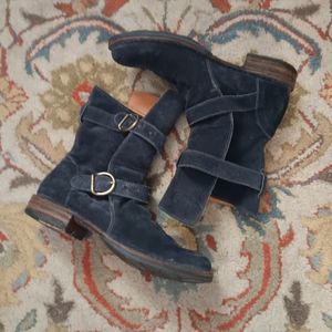 Fiorentini + baker blue suede buckle boots 38.5